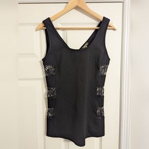 Sugar lips Women's black tank with lace inserts bodycon size medium